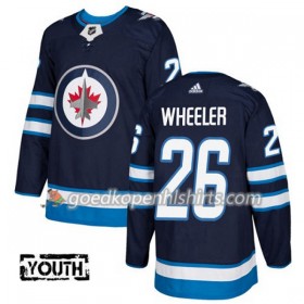 Winnipeg Jets Blake Wheeler 26 Adidas 2017-2018 Navy Blauw Authentic Shirt - Kinderen